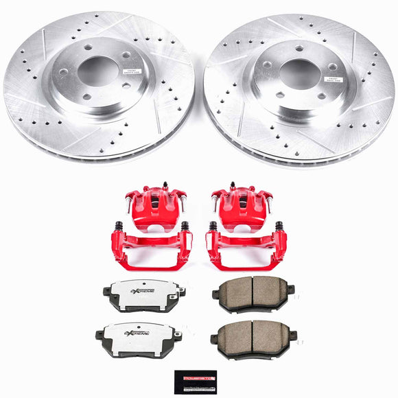 PowerStop Z26 Street Performance Ceramic Brake Pad, Drilled Slotted Rotor, and C