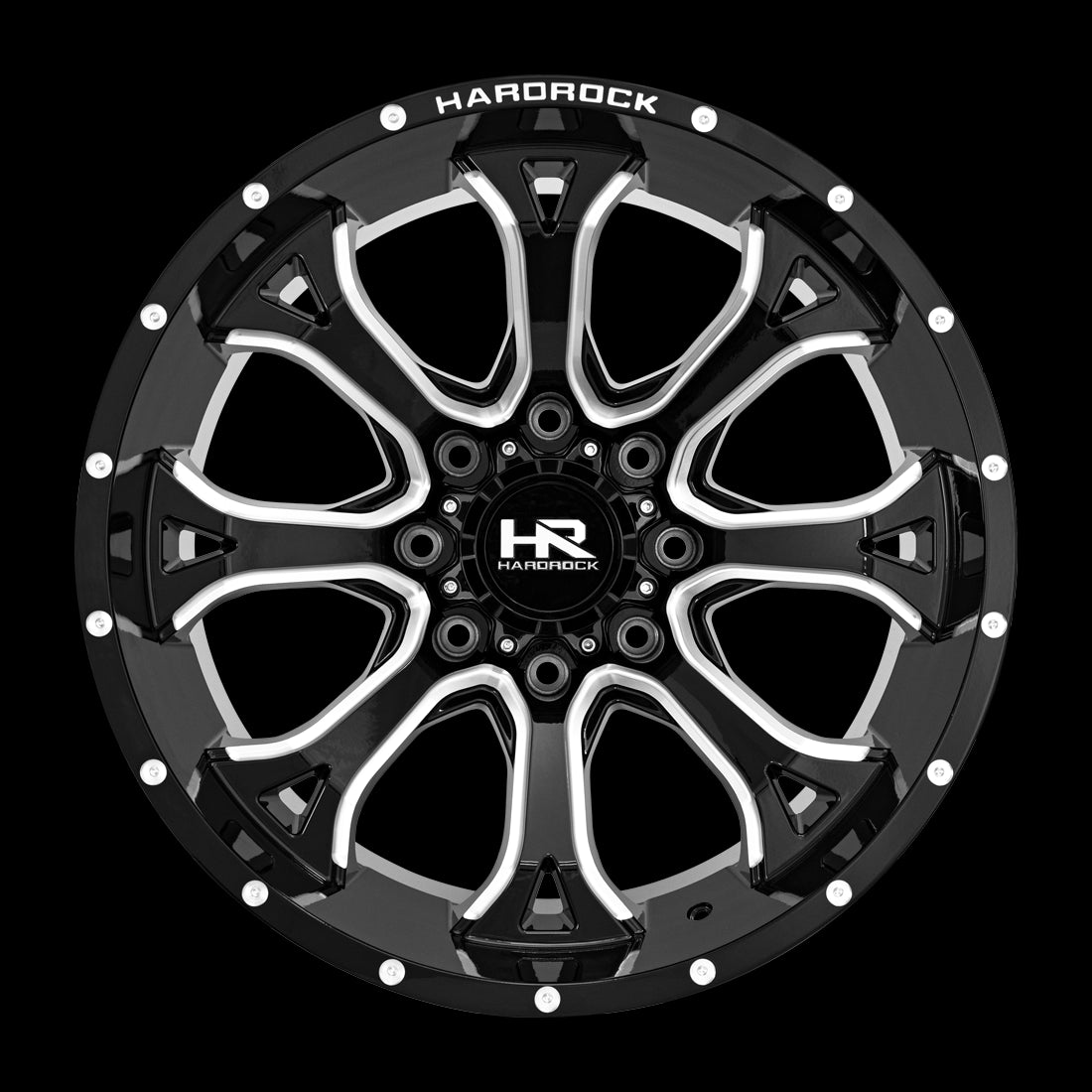 24x14 Hardrock BloodShot Xposed Gloss Black Milled 6x139.7 ET-76 wheel/rim