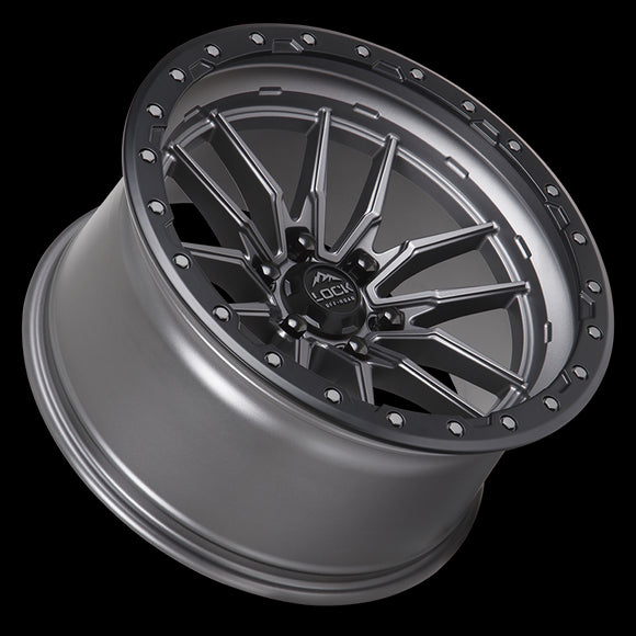 22x10 Lock Off-Road Krawler Matte Gray Black Ring 6x135 ET-18 Wheel Rim