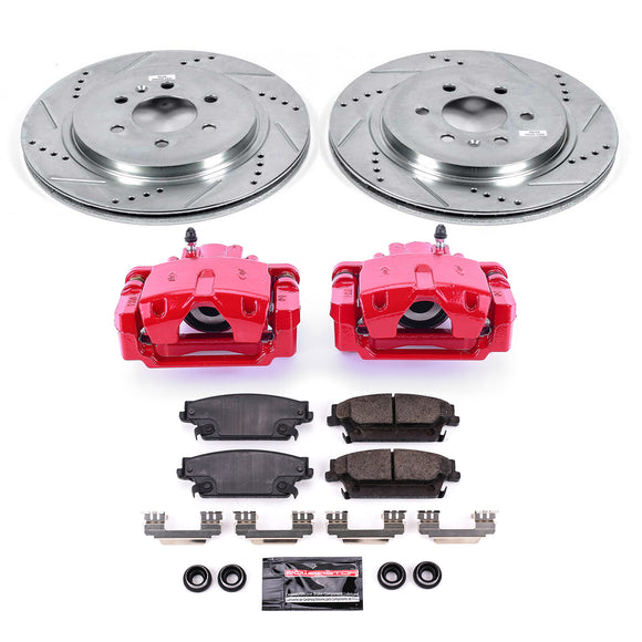 PowerStop Z23 Daily Driver Carbon-Fiber Ceramic Pads Drilled & Slotted Rotor & C