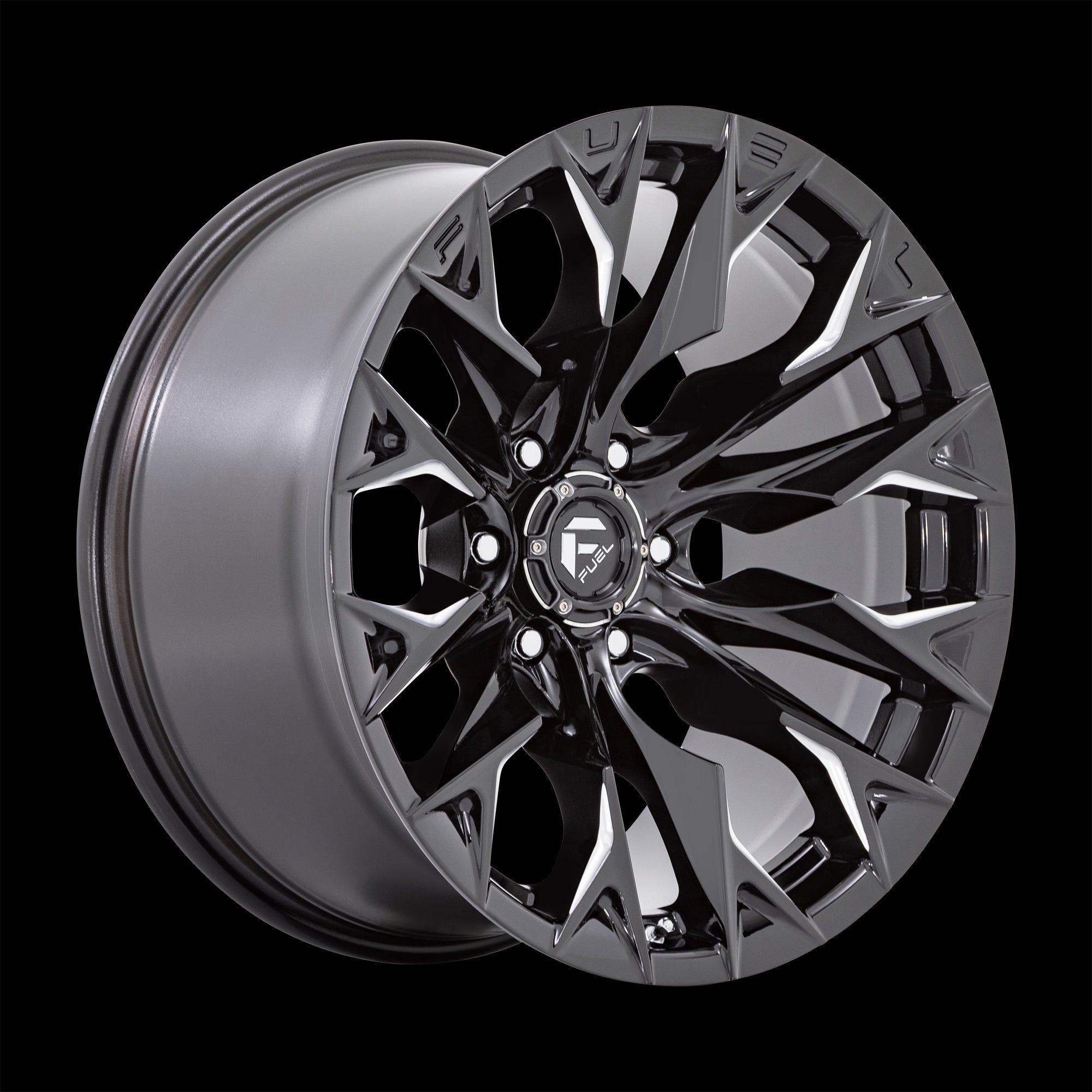 20X10 Fuel D803 FLAME Gloss Black Milled 5X127 ET-18 wheel/rim