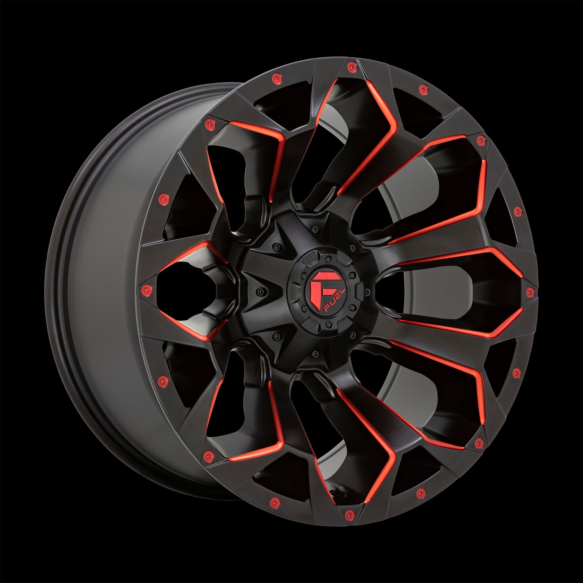 17X8.5 Fuel D787 Assault Matte Black Red Milled 6X120 ET14 wheel/rim