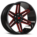 24x12 Vision 363 Razor Gloss Black Milled Spoke with Red Tint 6x139.7 ET-51 CB10