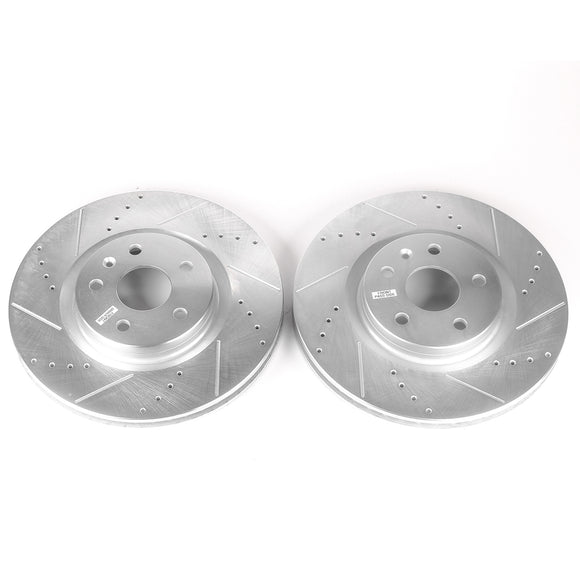 PowerStop Evolution Drilled Slotted Rotors Pair Front For Cadillac XTS