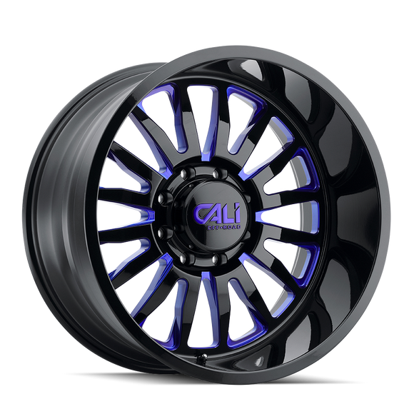 24x14 Cali Off-Road Summit  Black/Blue Milled Spokes 6x135 ET-76 wheel