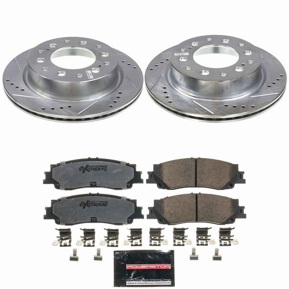 PowerStop Z36 Carbon-Fiber Ceramic Brake Pad with Drilled and Slotted Rotor Kit