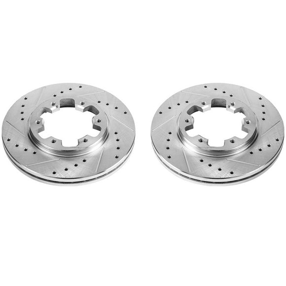 PowerStop Evolution Drilled Slotted Rotors Pair Front For Nissan D21