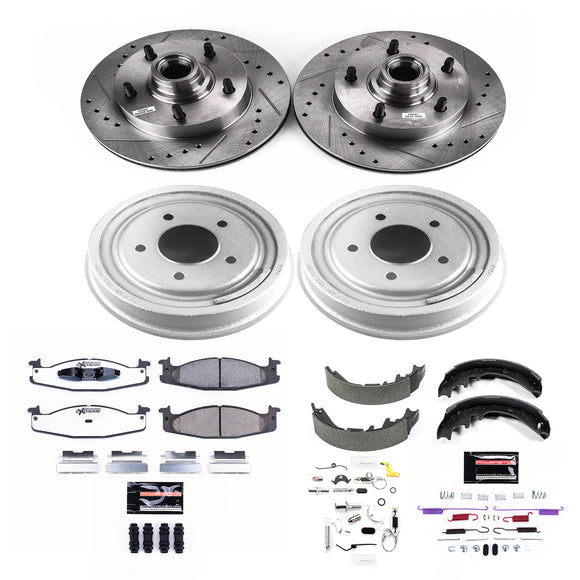 PowerStop Z36 Ceramic Brake Pads with Drilled Slotted Rotors and Drum Shoe Kit