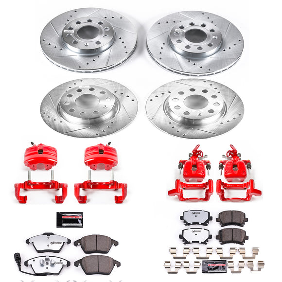 PowerStop Z26 Street Performance Ceramic Brake Pad, Drilled Slotted Rotor, and C