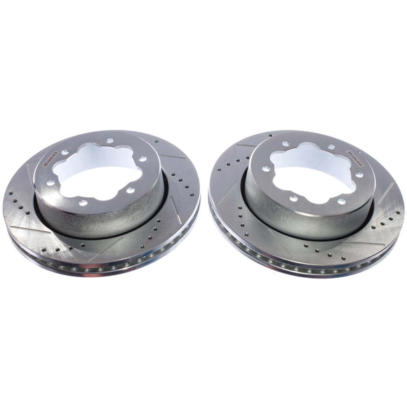 PowerStop Evolution Drilled Slotted Rotors Pair Rear For Ford Transit-350 HD
