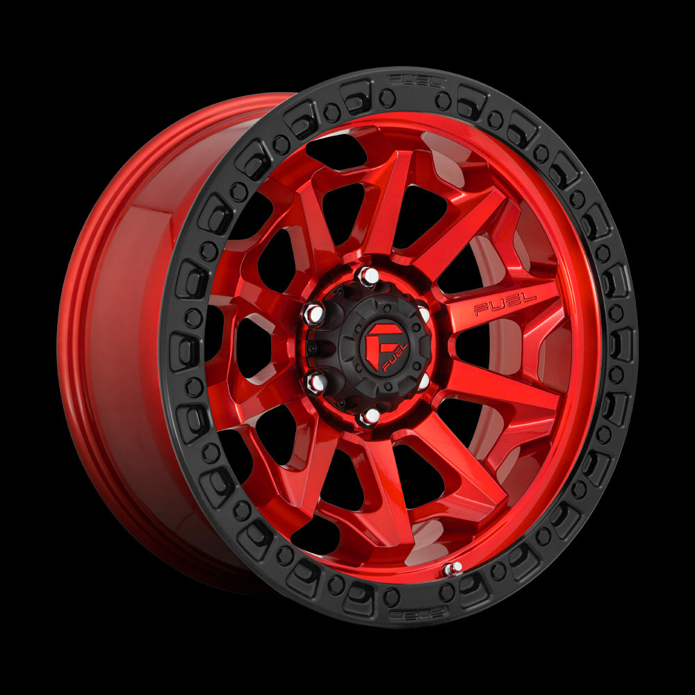 18X9 Fuel D695 Covert Candy Red Black Bead Ring 8X170 ET-12 wheel/rim - 0