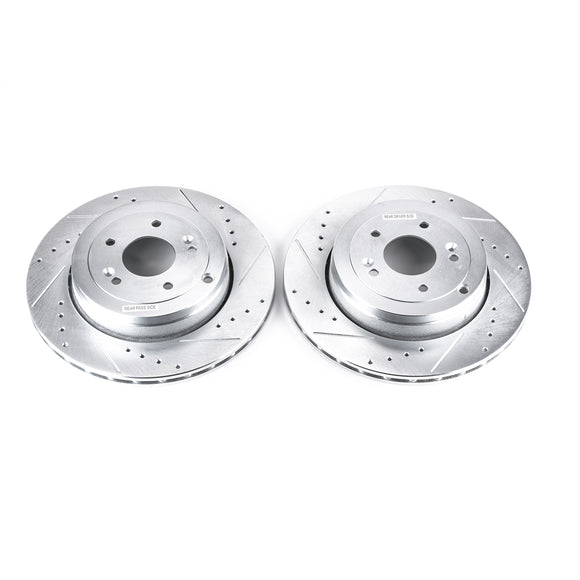 PowerStop Evolution Drilled Slotted Rotors Pair Rear For Hyundai Genesis Coupe