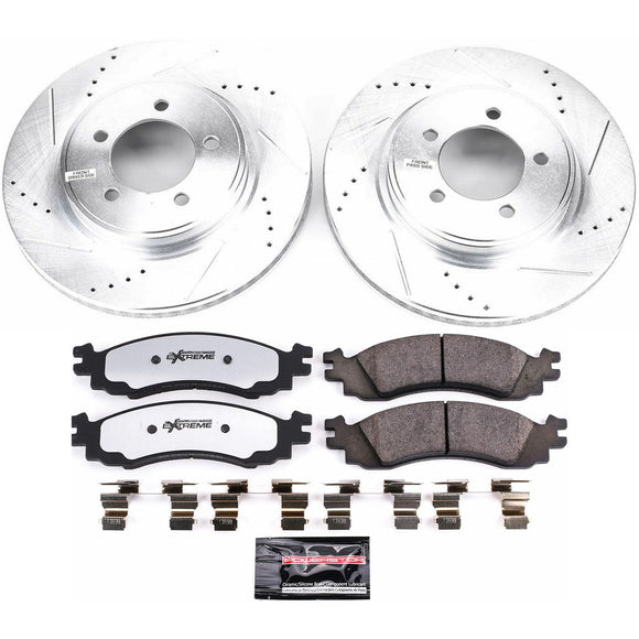 PowerStop Z36 Carbon-Fiber Ceramic Brake Pad with Drilled and Slotted Rotor Kit