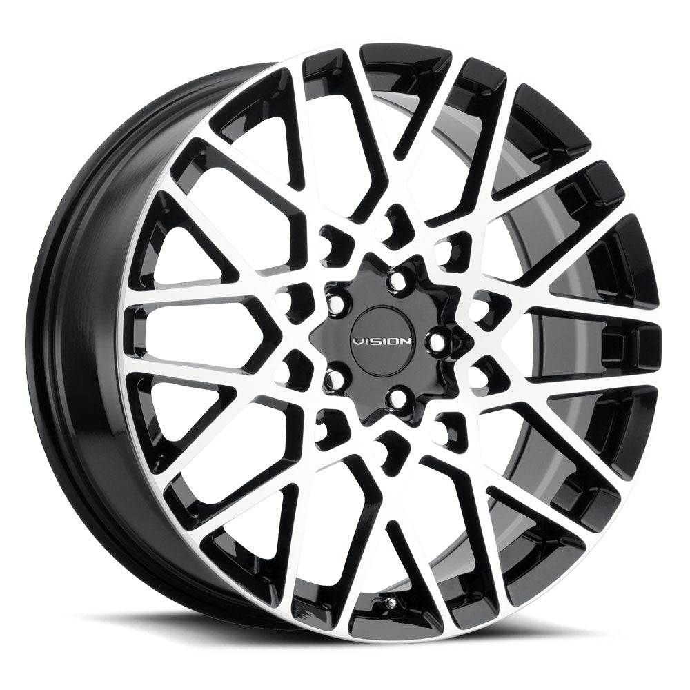 17x8 Vision 474 Recoil Black Machined Face 5x108 5x4.25 ET38 Wheel Rim - 0