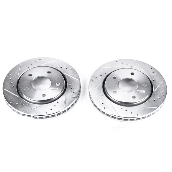 PowerStop Evolution Drilled Slotted Rotors Pair Front For Chrysler Town Country