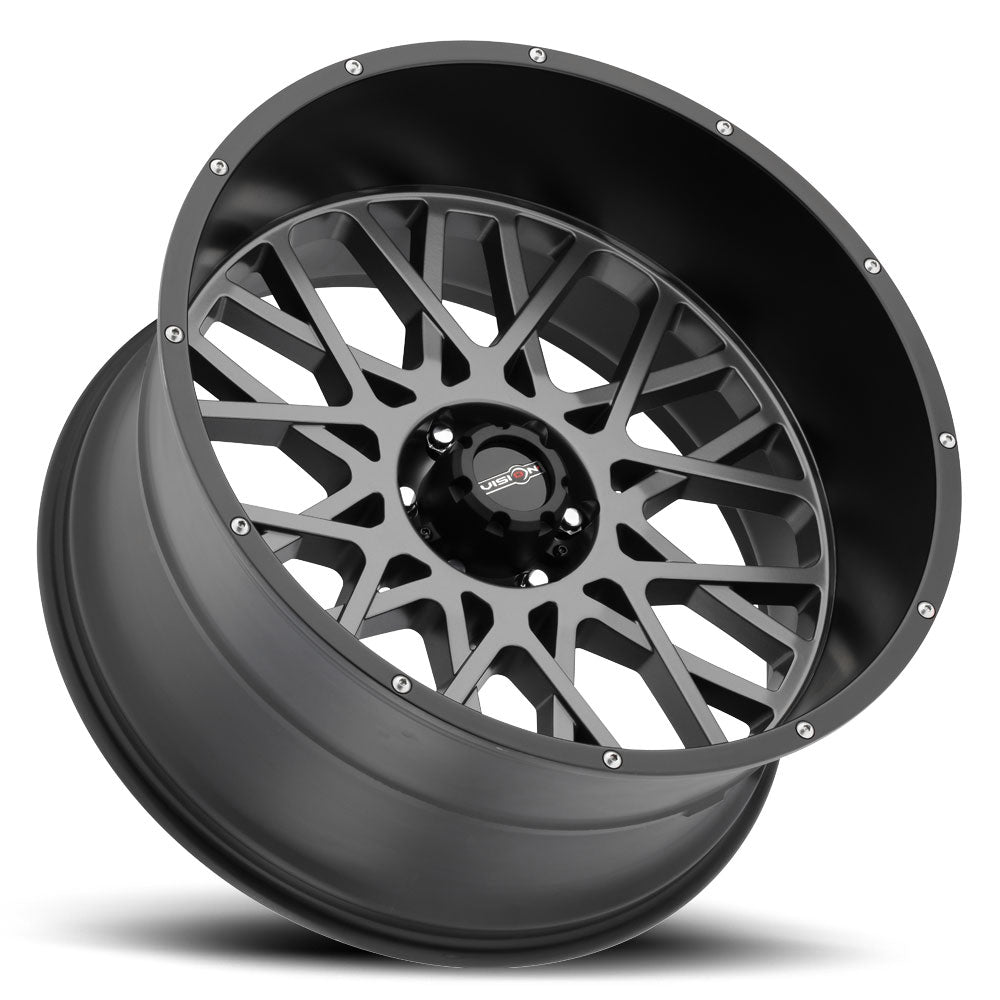 20x10 Vision 412 Rocker Anthracite Black 6x139.7 6x5.5 ET-25 Wheel Rim