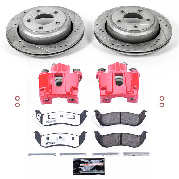 PowerStop Z26 Street Performance Ceramic Brake Pad, Drilled Slotted Rotor, and C