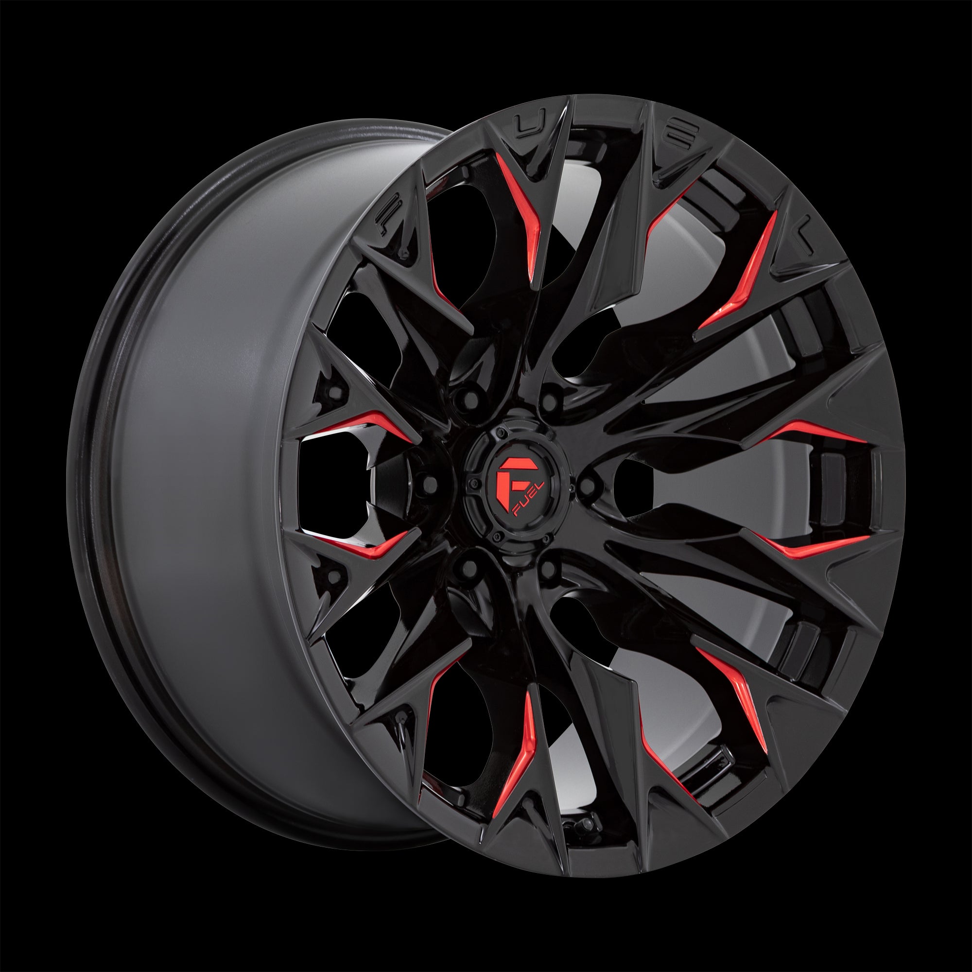 22X10 Fuel D823 FLAME G-BLK MILL C-RED 6X135 ET-18 wheel/rim