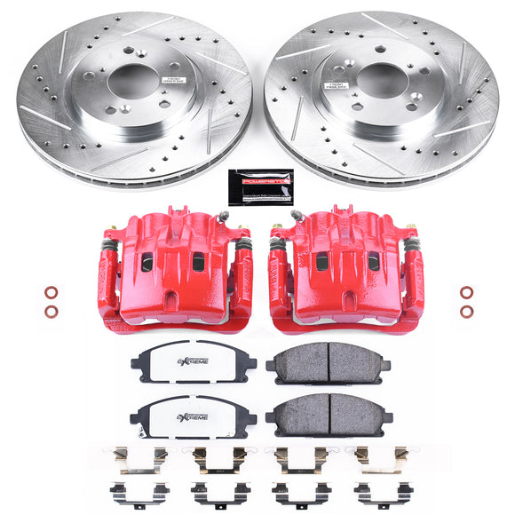 PowerStop Z36 Truck and SUV Ceramic Brake Pad, Drilled & Slotted Rotor, and Cali