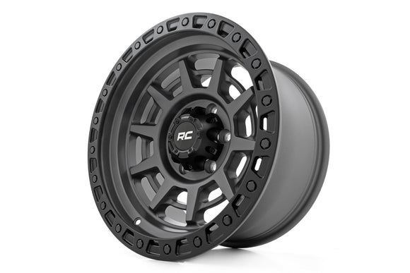 17x9 Rough Country 85 Series Gunmetal/Gray Wheel 5x4.5 ET-12 CB3.17
