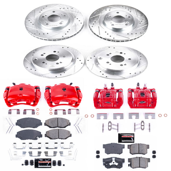 PowerStop Z23 Daily Driver Carbon-Fiber Ceramic Pads Drilled & Slotted Rotor & C
