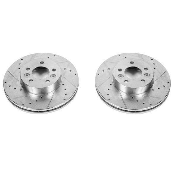 PowerStop Evolution Drilled Slotted Rotors Pair Front For Ford Crown Vic