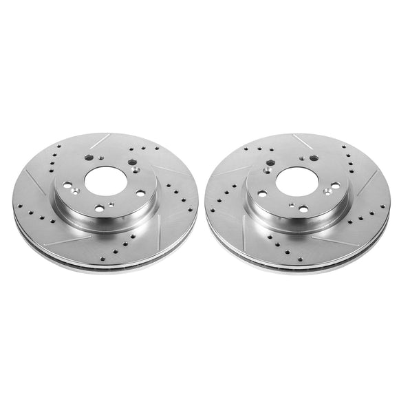 PowerStop Evolution Drilled Slotted Rotors Pair Front For Honda Civic