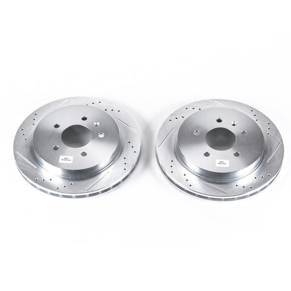 PowerStop Evolution Drilled Slotted Rotors Pair Rear For Cadillac CTS
