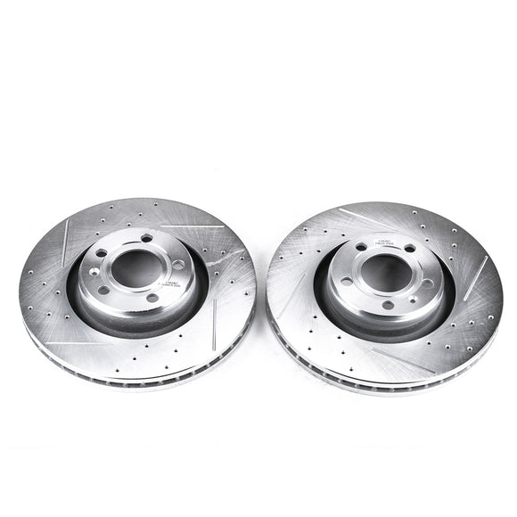 PowerStop Evolution Drilled Slotted Rotors Pair Front For Audi A6 Quattro