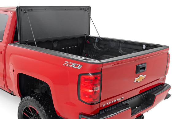 Rough Country Hard Tri-Fold Bed Cover 6'7" For Chevy 1500 2500HD 3500HD 14-19