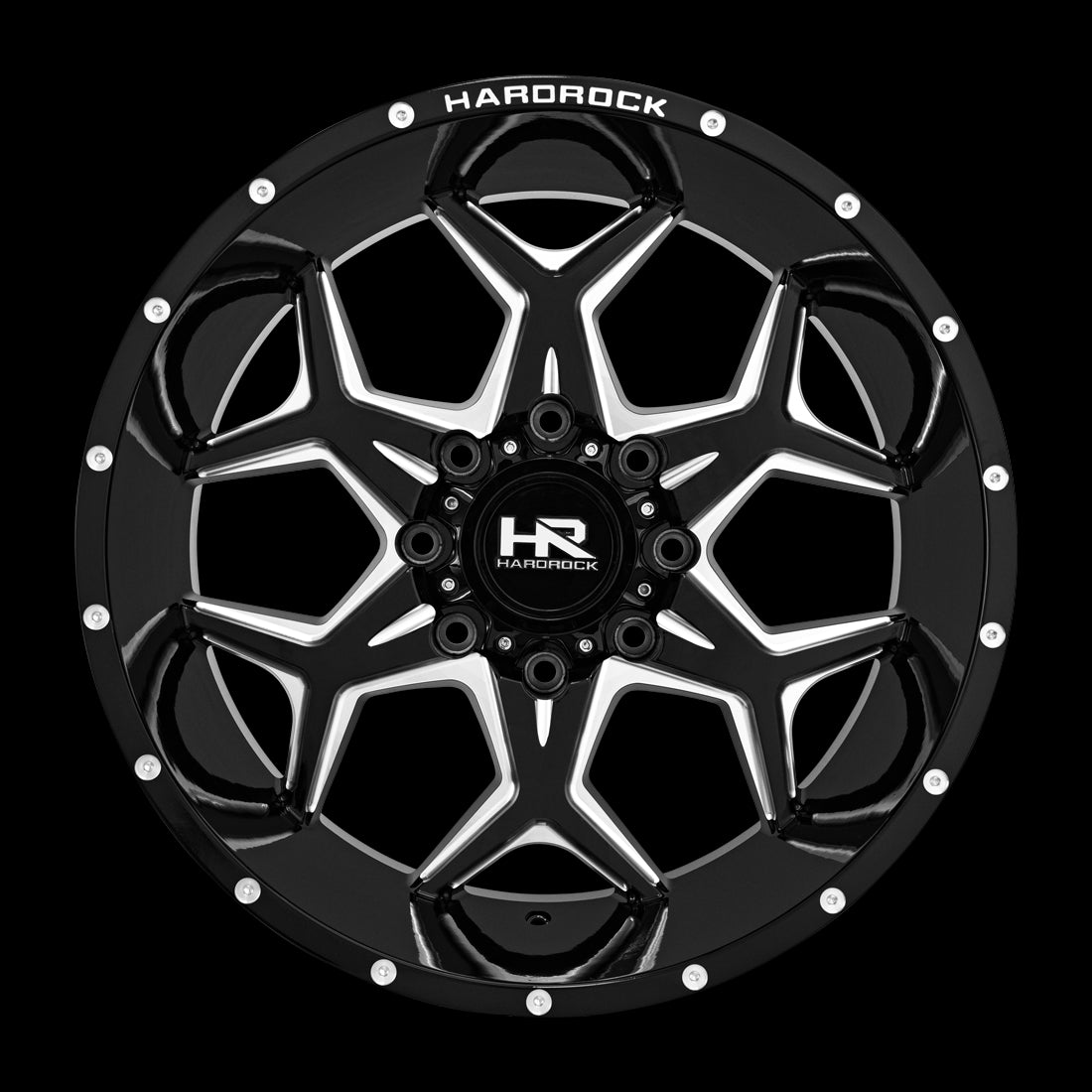 22x12 Hardrock Reckless Xposed Gloss Black Milled 6x135 ET-51 wheel/rim