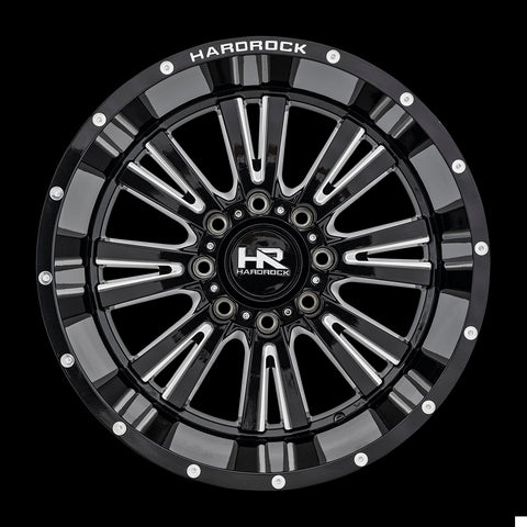 22x12 Hardrock Spine XPosed Gloss Black Milled 5x150 ET-44 wheel/rim