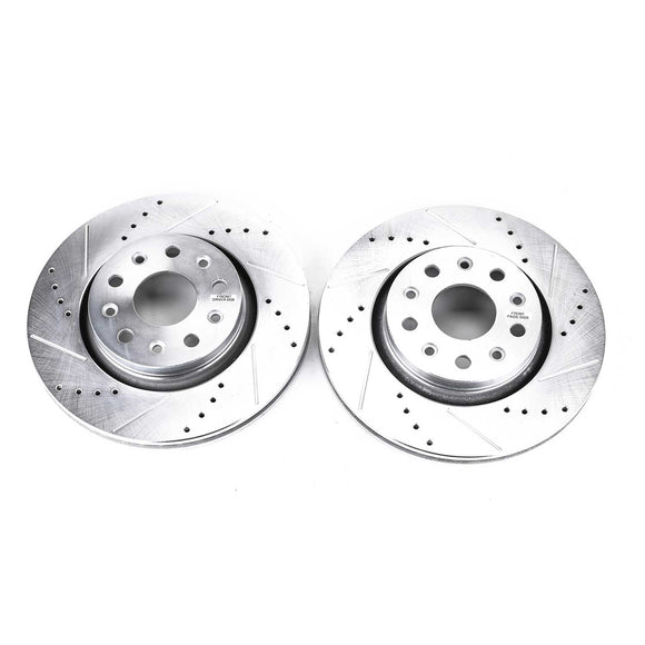 PowerStop Evolution Drilled Slotted Rotors Pair Front For Jeep Wrangler