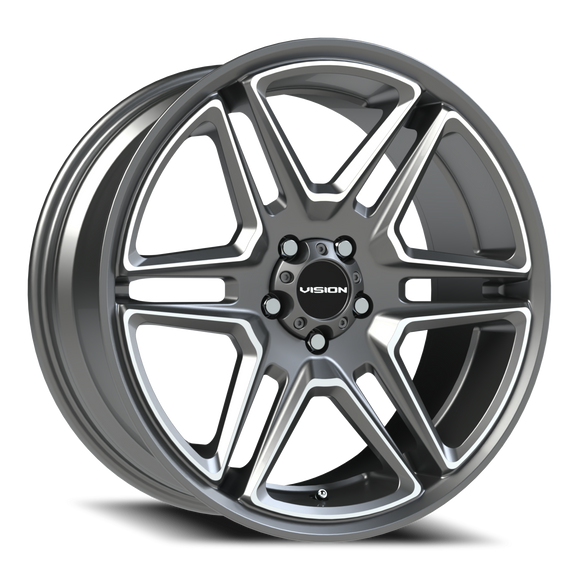 20x9 Vision 476 Wedge Gun Metal Machined Face Wheel 5x115 ET15 CB74.1