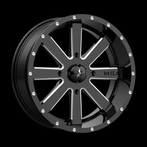 22X7 MSA Offroad Wheels Flash Gloss Black Milled Wheel/Rim 4x156 ET0