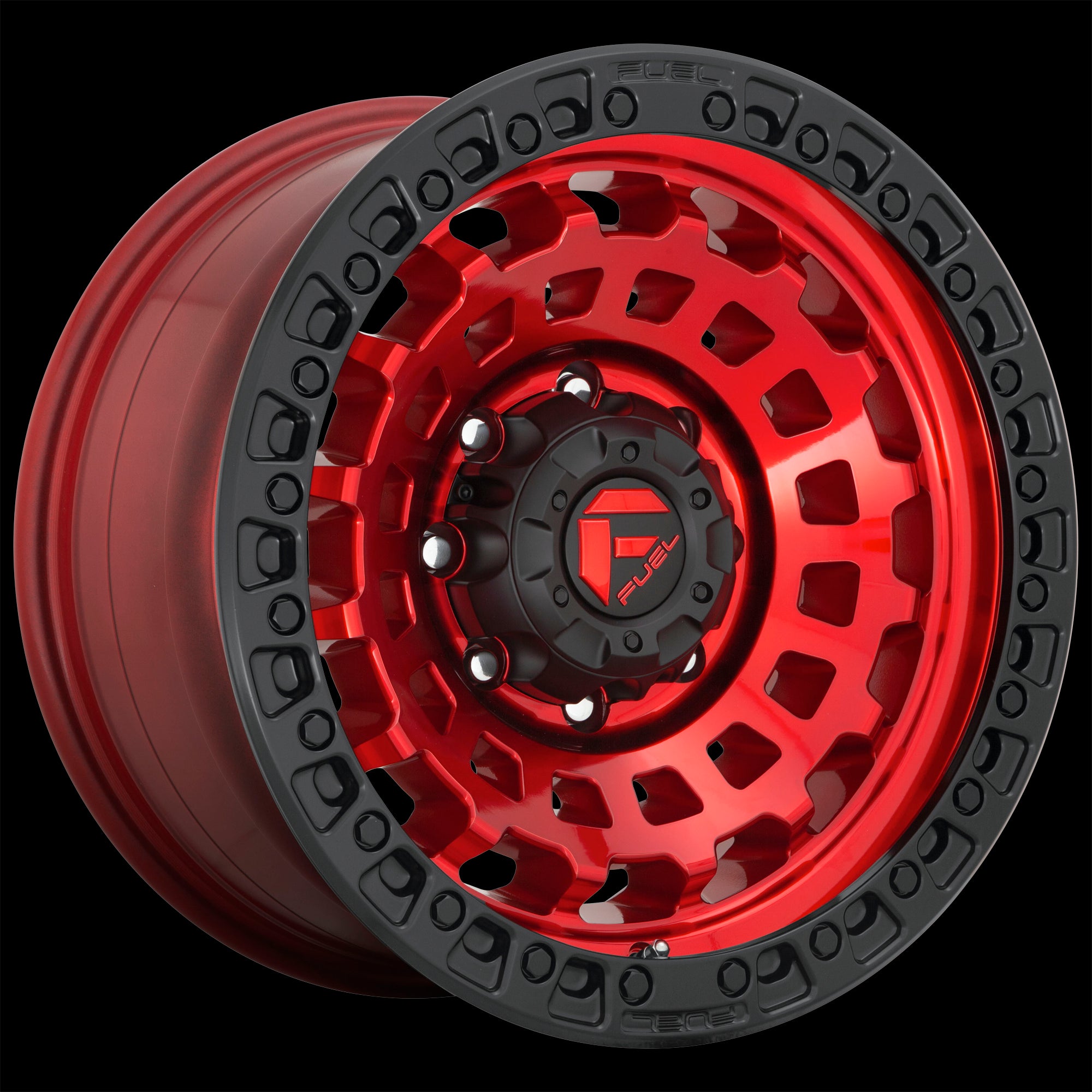 17X9 Fuel D632 Zephyr Candy Red Black Bead Ring 5X127 ET1 wheel/rim