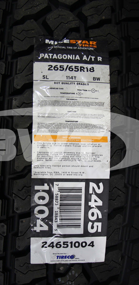 Milestar Patagonia A/T R Tire(s) 265/65R18 SL BSW 114T 2656518