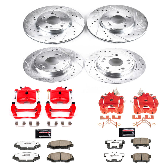 PowerStop Z26 Street Performance Ceramic Brake Pad, Drilled Slotted Rotor, and C