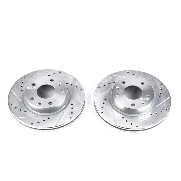 PowerStop Evolution Drilled Slotted Rotors Pair Front For LRover Freelander