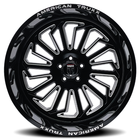 24x14 American Truxx AT1916 Butcher Black Milled 6x139.7 6x5.5 ET-76 Wheel