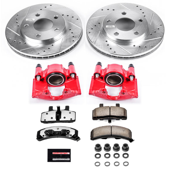 PowerStop Z36 Truck and SUV Ceramic Brake Pad, Drilled & Slotted Rotor, and Cali