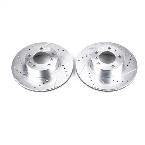 PowerStop Evolution Drilled Slotted Rotors Pair Front For BMW 535i