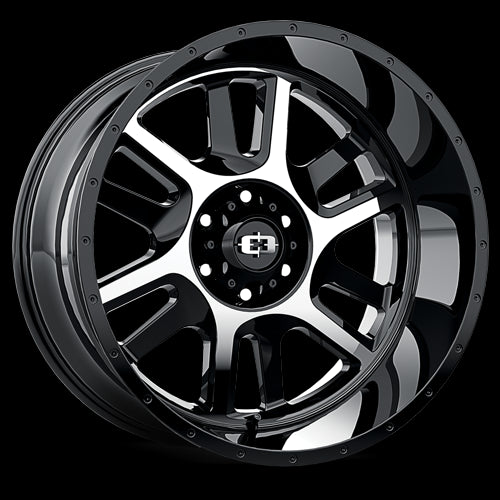 22x12 Vision 419 Split Black Machined Face 5x139.7 5x5.5 ET-51 Wheel Rim