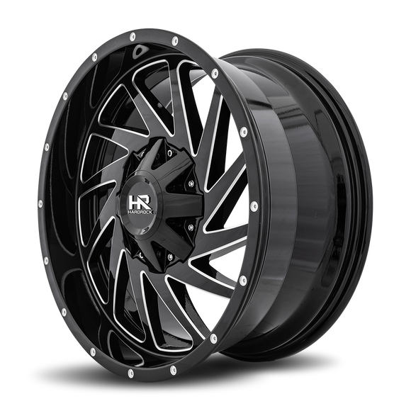 20x9 Hardrock Crusher Gloss Black Milled 6x120/139.7 ET0 wheel/rim