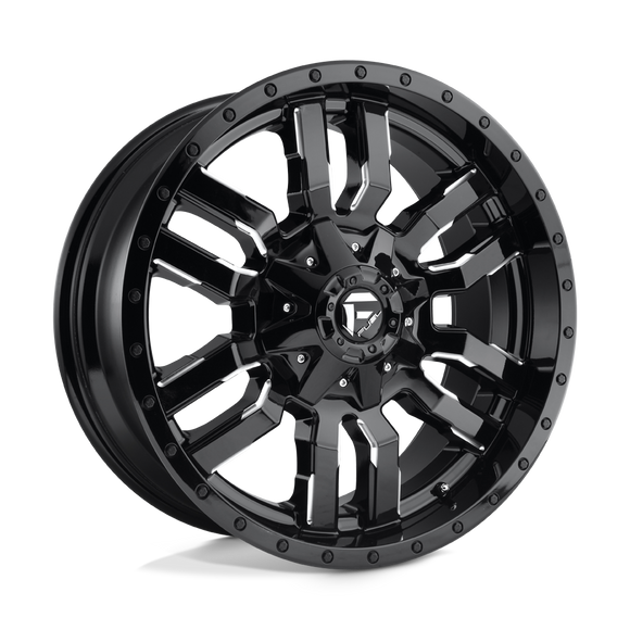20x9 Fuel Off-Road D595 Sledge Gloss Black Milled 8x165.1 ET1 CB125.1 Wheel Rim