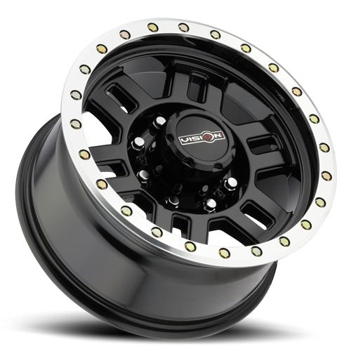 18x9 Vision 398 Manx Gloss Black Machined Lip 6x139.7 6x5.5 ET0 Wheel Rim