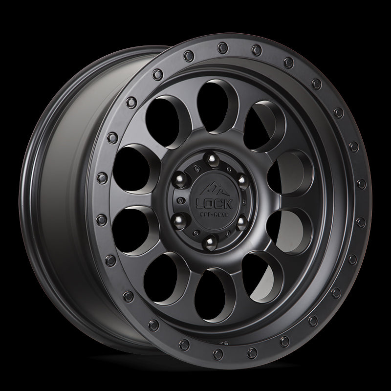 17x9 Lock Off-Road .50 CAL Matte Black Ring 6x135 ET-12 Wheel Rim