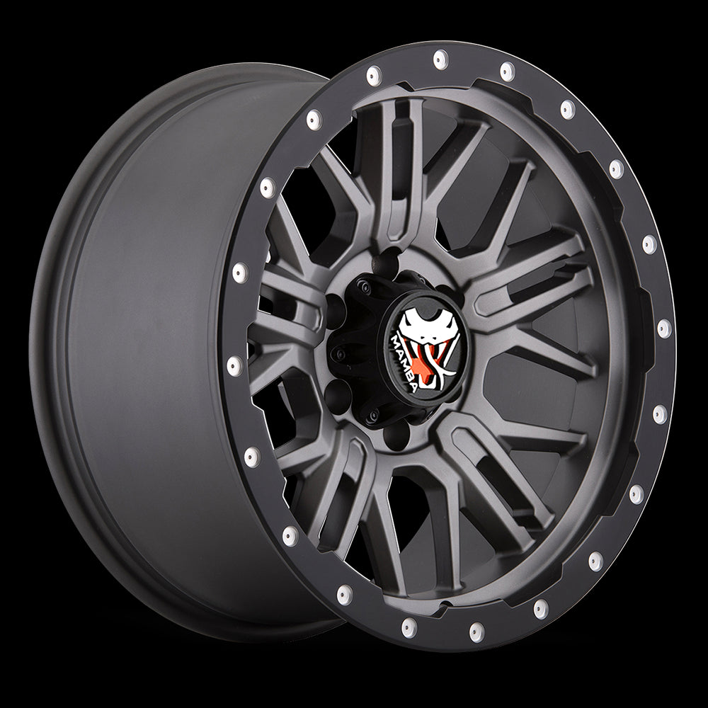 17x9 Mamba M25 Matte Grey/Black Lip Edge 6x139.7 6x5.5 ET12 Wheel Rim