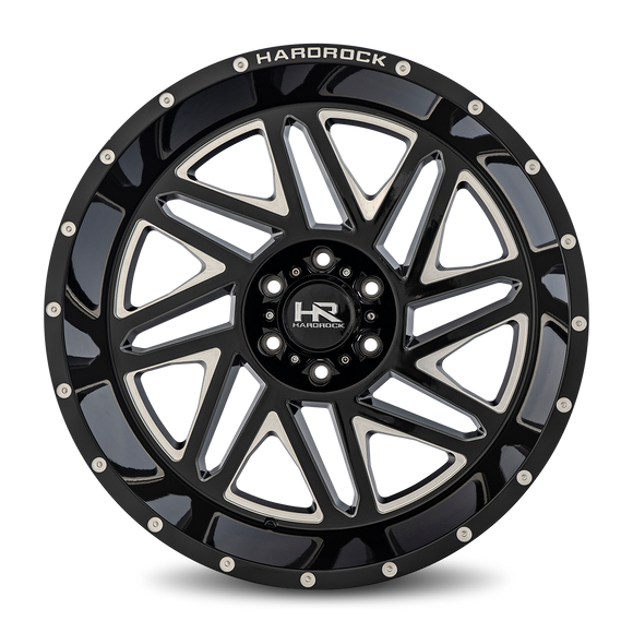 24x14 Hardrock Bones XPosed Gloss Black Milled 6x135 ET-76 wheel/rim