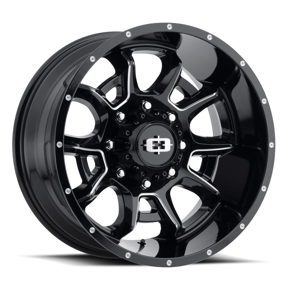 20x12 Vision 415 Bomb Gloss Black Milled Spoke 8x180 ET-51 Wheel Rim - 0